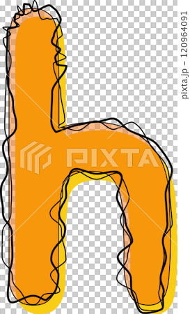 Orange Outline Scribble Alphabet Letter h Lowercase 120964091