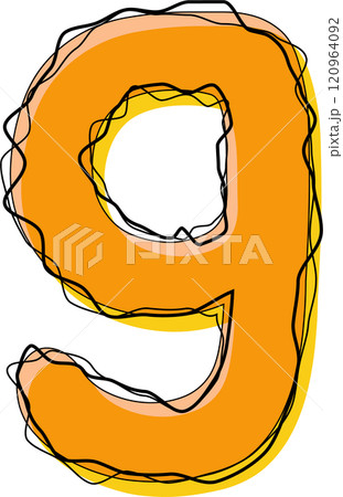 Orange Outline Scribble Alphabet Letter g Lowercase 120964092
