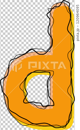 Orange Outline Scribble Alphabet Letter d Lowercase Orange Outline Scribble Alphabet Letter d Lowercase 120964095