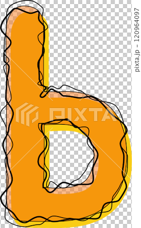 Orange Outline Scribble Alphabet Letter b Lowercase 120964097