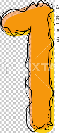 Orange Outline Scribble Alphabet Number 1 Orange Outline Scribble Alphabet Number 1 120964107