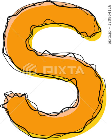 Orange Outline Scribble Alphabet Letter S Orange Outline Scribble Alphabet Letter S 120964116