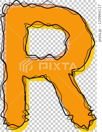 Orange Outline Scribble Alphabet Letter R 120964117