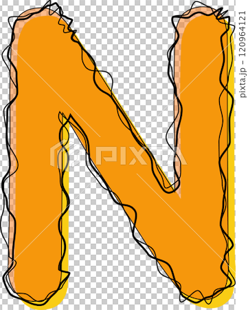 Orange Outline Scribble Alphabet Letter N 120964121