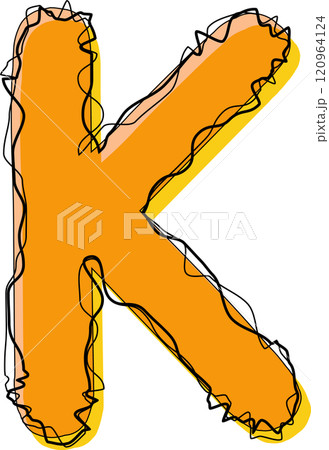 Orange Outline Scribble Alphabet Letter K Orange Outline Scribble Alphabet Letter K 120964124