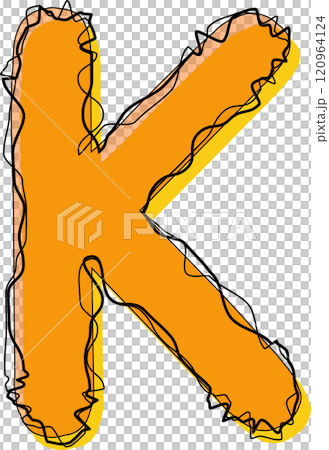 Orange Outline Scribble Alphabet Letter K Orange Outline Scribble Alphabet Letter K 120964124