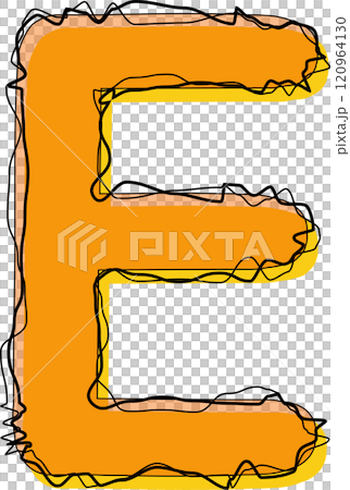 Orange Outline Scribble Alphabet Letter E Orange Outline Scribble Alphabet Letter E 120964130