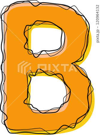 Orange Outline Scribble Alphabet Letter B 120964132