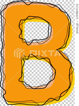 Orange Outline Scribble Alphabet Letter B 120964132