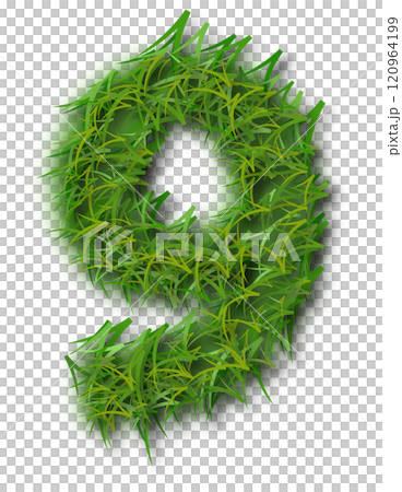 Green Grass Alphabet Number 9 120964199