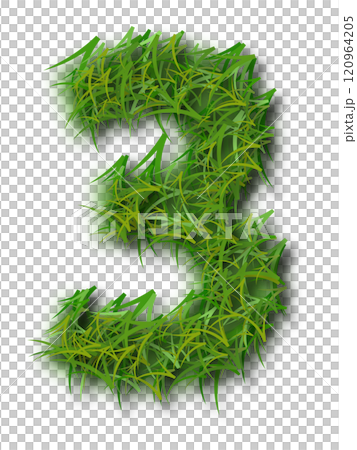 Green Grass Alphabet Number 3 120964205