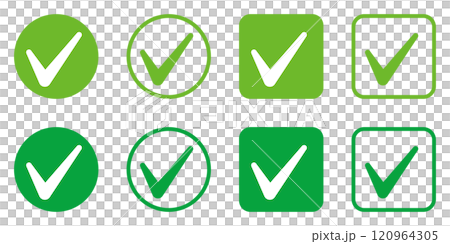 黃色綠色綠色複選標記符號向量圖示設定正確 120964305