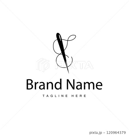 Tailor logo vector template needle and thread black silhouette design simple sewing tool product brand Tailor logo vector template needle and thread black silhouette design simple sewing tool product brand 120964379
