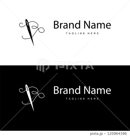 Tailor logo vector template needle and thread black silhouette design simple sewing tool product brand 120964396
