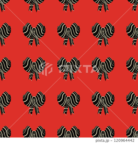 A seamless pattern with flat textured bows and ribbons 120964442