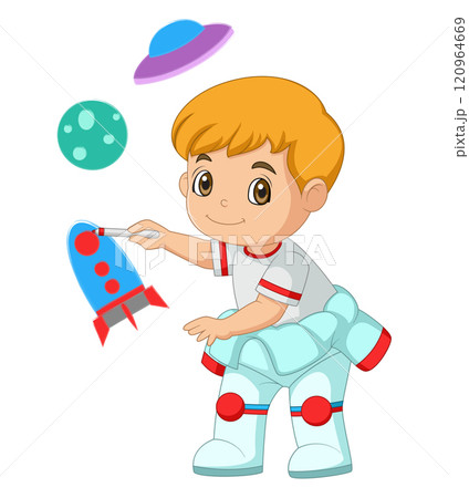 Cute boy paint drawings on wall using crayons cartoon of illustration Cute boy paint drawings on wall using crayons cartoon of illustration 120964669