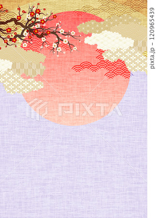 和柄 年賀状 梅 背景 和柄 年賀状 梅 背景 120965439