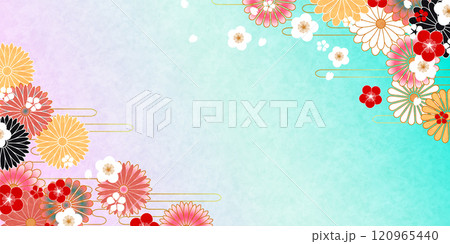 和柄 年賀状 梅 背景 和柄 年賀状 梅 背景 120965440