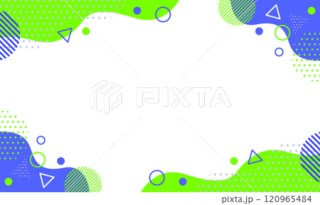 ポップな幾何学模様の背景素材 20 黄緑 青 紫 フレーム 120965484