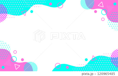 ポップな幾何学模様の背景素材 20 水色 ピンク レトロ風フレーム ポップな幾何学模様の背景素材 20 水色 ピンク レトロ風フレーム 120965485