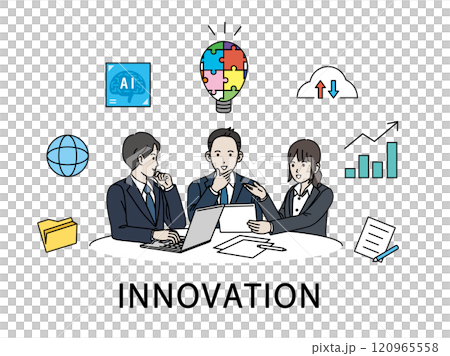 Illustration set of business people promoting innovation 120965558