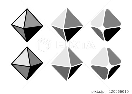 正八面体(Regular Octahedron)のイラストのセット 120966010