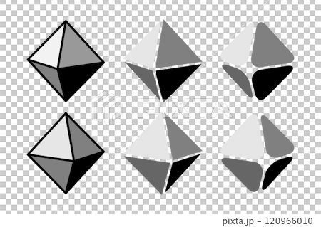 正八面体(Regular Octahedron)のイラストのセット 120966010
