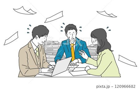 忙しさで慌てているビジネスパーソンのシンプルイラスト 忙しさで慌てているビジネスパーソンのシンプルイラスト 120966682