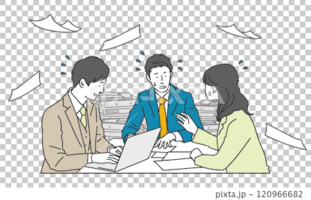 忙しさで慌てているビジネスパーソンのシンプルイラスト 忙しさで慌てているビジネスパーソンのシンプルイラスト 120966682