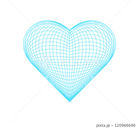 Y2k 3d wireframe heart, cyber tech geometric grid pattern structure symbol, y2k trendy net figure illustration, futuristic geometry wire frame shape icon, vaporwave abstract 3d wireframe form object. 120966690