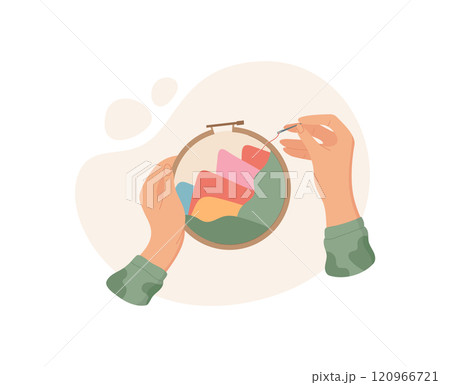 Hand embroidering icon, hand drawn embroidery tool object, flat tailor accessories illustration, doodle sewing supplies element, vector fashion decoration design, Hand embroidering icon, hand drawn embroidery tool object, flat tailor accessories illustration, doodle sewing supplies element, vector fashion decoration design, 120966721