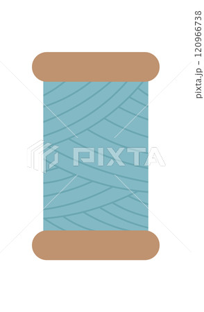 Sewing spool logo, flat embroidery tool element, doodle sewing craft supplies illustration, cartoon dressmaking accessories object, vector tailor decoration design, 120966738