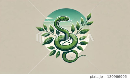 葉っぱと絡む蛇 120966996