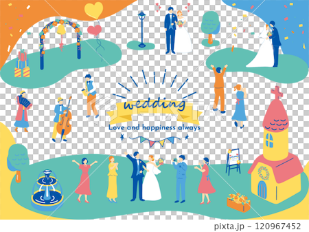 結婚をお祝いする人達 120967452