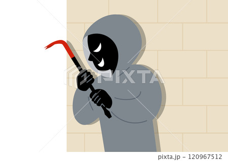 バールを持って物陰に隠れる犯罪者のベクターイラスト 120967512