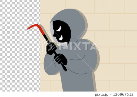 バールを持って物陰に隠れる犯罪者のベクターイラスト 120967512