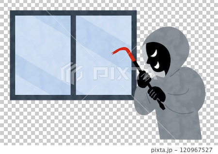 犯罪者用撬棍接近窗戶的向量圖 120967527