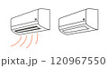 家庭用エアコン暖房運転の線画イラスト素材 120967550