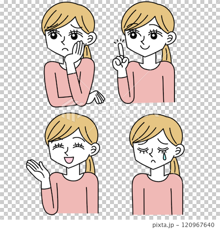 女性臉部表情姿勢設定顏色 120967640
