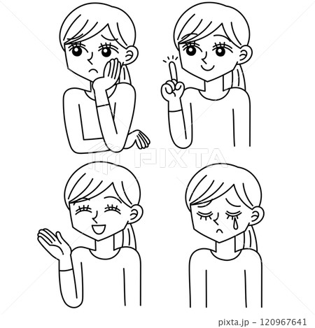 女性表情ポーズセット 120967641