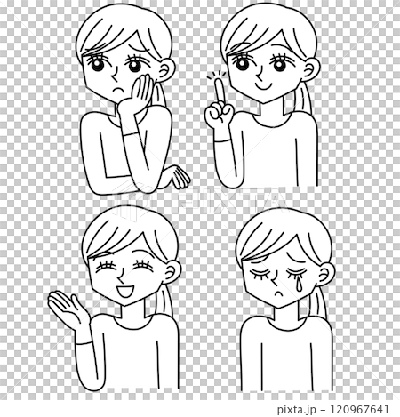 女性臉部表情姿勢集 女性臉部表情姿勢集 120967641