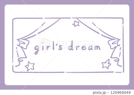 ゆめかわ、ガーリーなパステルトーンのフレーム素材。ベクターイラスト素材。 120968049