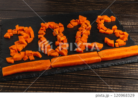 Vegan concept 2025, choice for the new year of proper nutrition Vegan concept 2025, choice for the new year of proper nutrition 120968329
