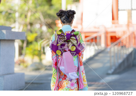 七五三の女の子の後ろ姿 七五三の女の子の後ろ姿 120968727