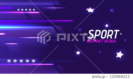 Abstract background. Dynamic sport graphic lines. Speed wave and geometric shape. Music motion and stars. Fast race movement elements. Geometric shapes. Vector design futuristic banner 120969223