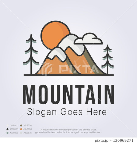 modern minimalist mountain logo icon symbol vector illustration design. outdoor adventure logo design 120969271