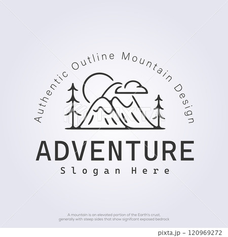 modern line mountain logo icon symbol vector illustration design. outline outdoor adventure logo design modern line mountain logo icon symbol vector illustration design. outline outdoor adventure logo design 120969272