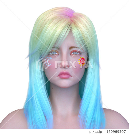 女性の顔アップ 120969307