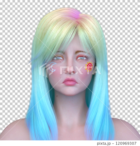 女性の顔アップ 120969307