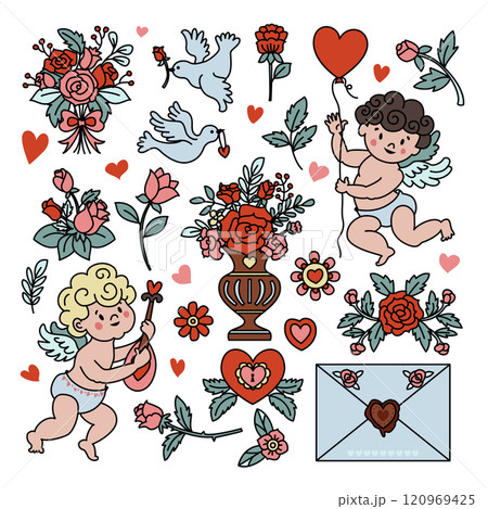 Valentines Day Angel Set vector Valentines Day Angel Set vector 120969425